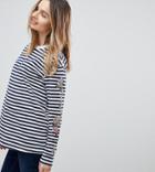 Asos Design Maternity Striped Long Sleeve T-shirt With Rose Embroidery - Multi