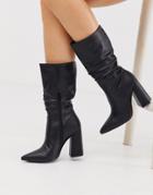 Truffle Collection Slouch Knee Boots In Black With Block Heel