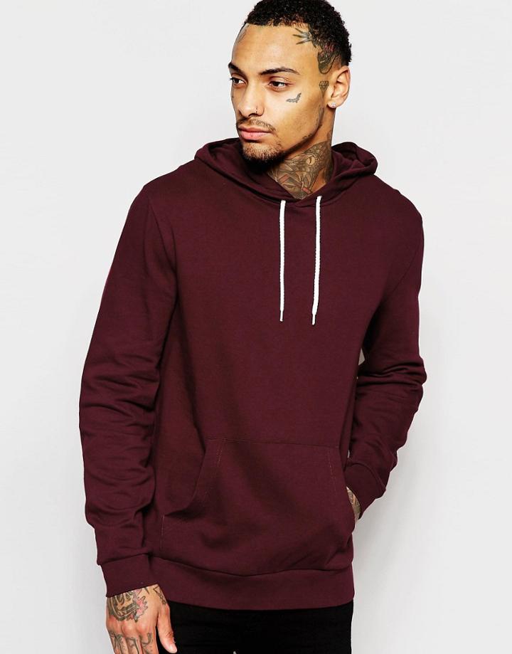 Asos Hoodie In Burgundy - Red