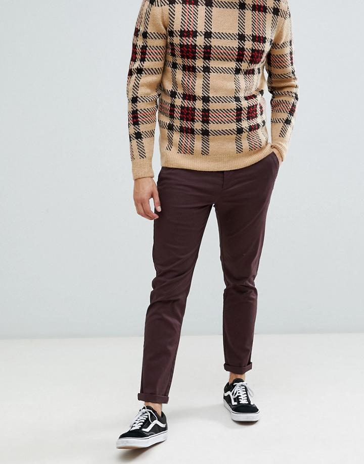 Asos Design Slim Chinos In Dark Brown - Brown