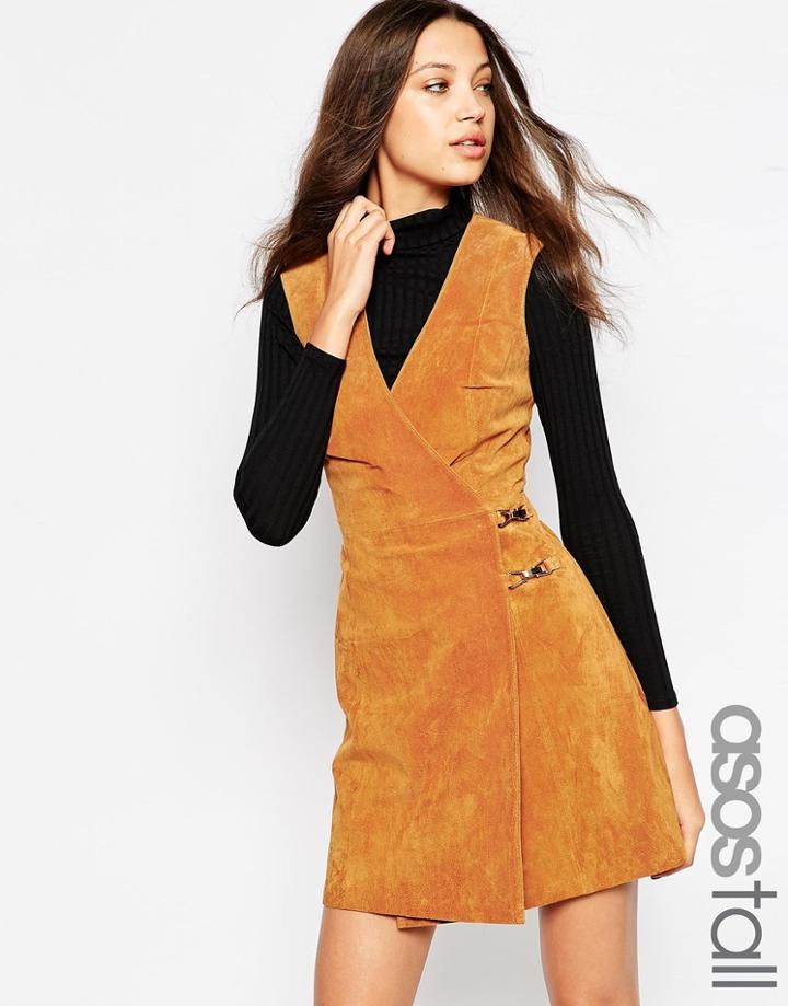 Asos Tall Suede Dress With Metal Detail - Tan