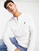 Polo Ralph Lauren Player Logo Slub Henley Long Sleeve Top In White