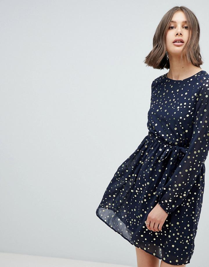 Vero Moda Spot Skater Dress-navy