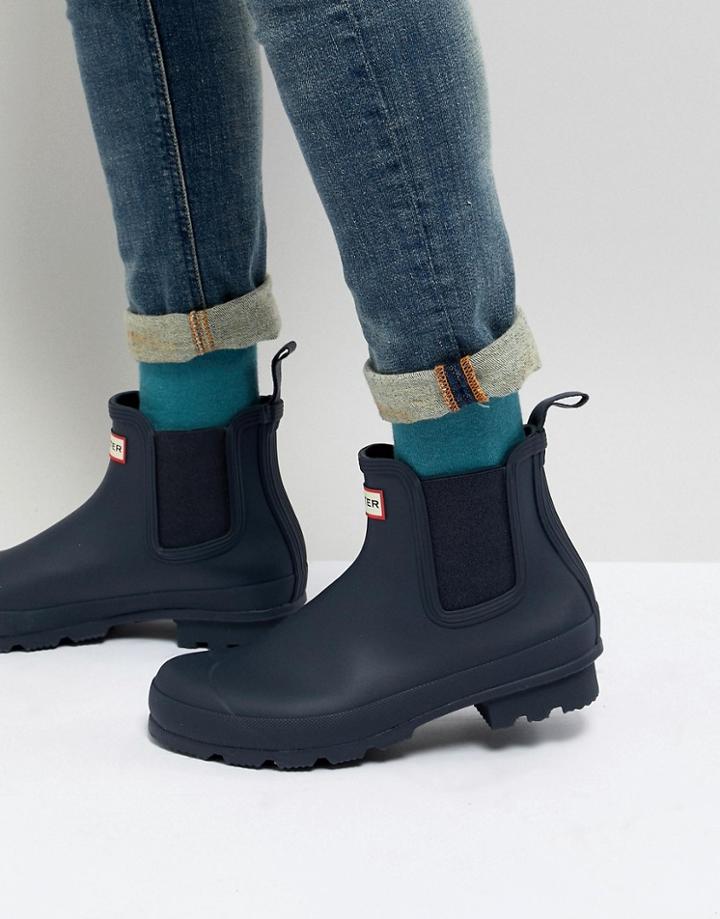 Hunter Original Chelsea Boots In Navy