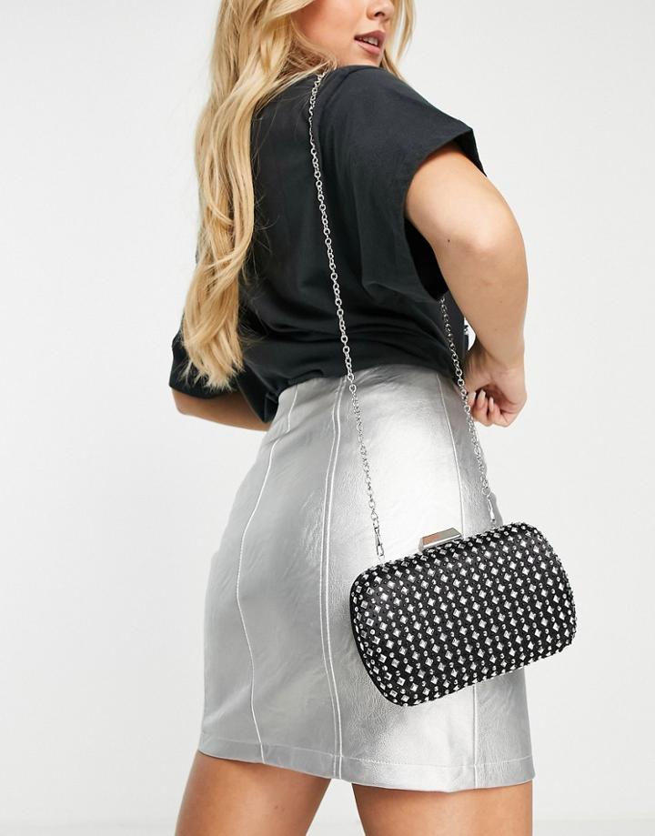 True Decadence Hard Case Clutch Bag With All Over Rhinestones-multi