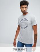 Jacamo Tall T-shirt With State Print In Gray Marl - Gray