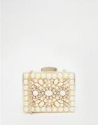 Aldo Box Clutch With Rhinestone Detail In Nude - Nude Combo