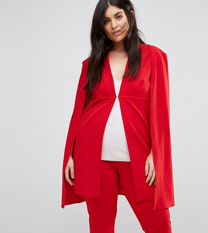 Club L Plus Cape Blazer Co-ord - Red