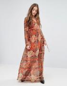 Vero Moda Reba Fabs Boho Print Maxi Dress - Orange