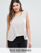 Elvi Plus Jersey Tank With Asymmetric Hem - Cream