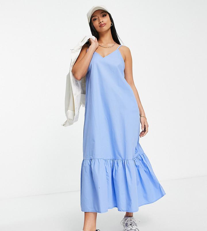 Vero Moda Petite Tiered Cami Midi Dress In Blue