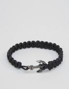 Asos Rope Bracelet With Anchor - Black