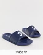 Farah Wide Fit Logo Slides In Navy
