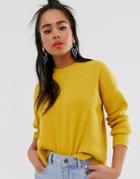 Bershka Loose Fit Ribbed Sweater In Mustard - Yellow