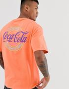Bershka Coca-cola T-shirt With Back Print In Orange - Orange
