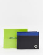 Versace Jeans Leather Wallet In Blue - Blue