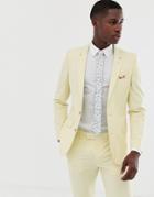 Asos Design Wedding Skinny Suit Jacket In Yellow