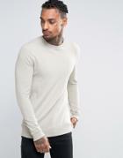 Asos Lightweight Muscle Sweatshirt In Stone - Gray