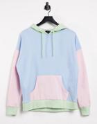 New Look Color Block Hoodie In Multi Pastel-pink