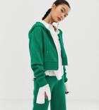 Collusion Cropped Zip Through Hoodie - Green