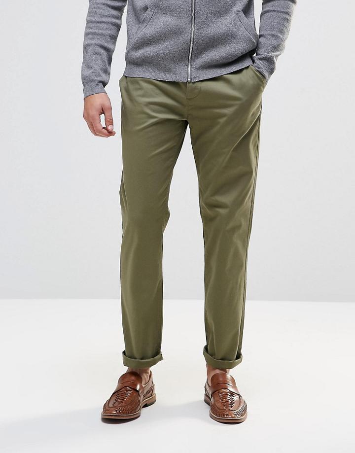 Asos Straight Chinos In Khaki - Burnt Olive