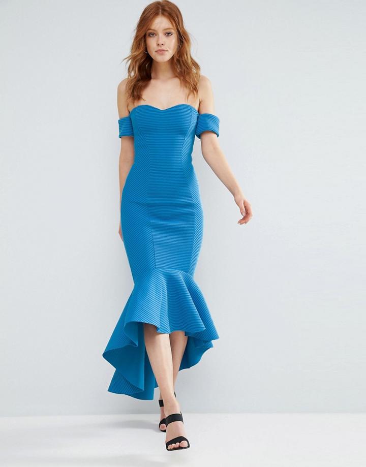 City Goddess Off Shoulder Peplum Hem Mini Dress - Green