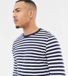 Asos Design Tall Stripe Long Sleeve T-shirt In Navy And White-multi