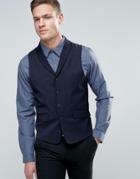 Asos Skinny Vest In Blue With Collar - Blue