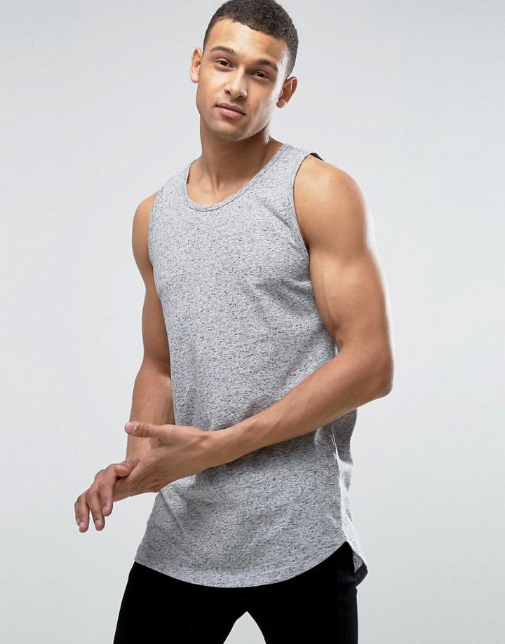 D-struct Slub Long Line Tank - Gray