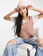 Jdy Elanor V-neck Knitted Vest In Beige-neutral