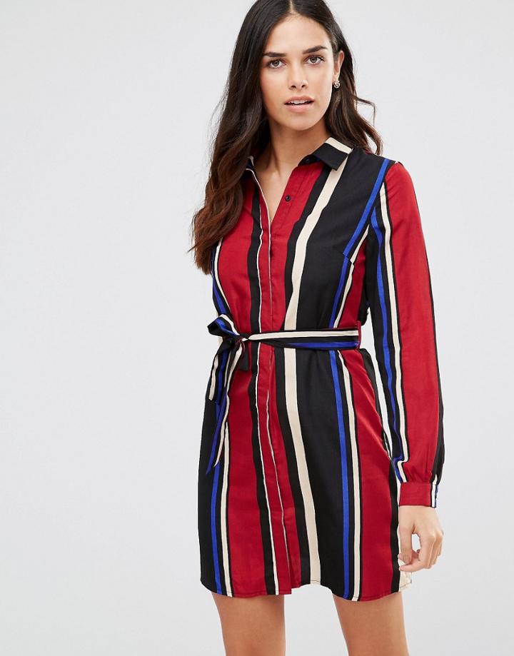 Club L Striped Shirt Dress - Red