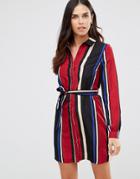 Club L Striped Shirt Dress - Red
