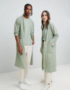Seeker Kimono Style Lab Coat In Organic Cotton - Green