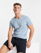 Asos Design Organic Cotton Blend T-shirt With Crew Neck In Blue-blues