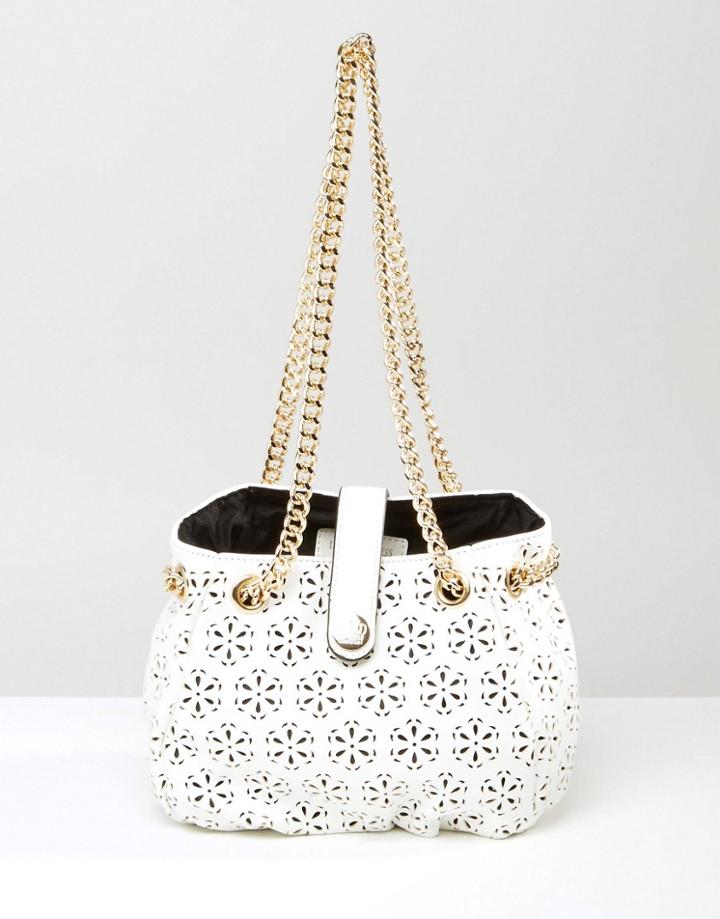 Little Mistress Laser Cut Detail Bag With Chain - Mono Cut Out