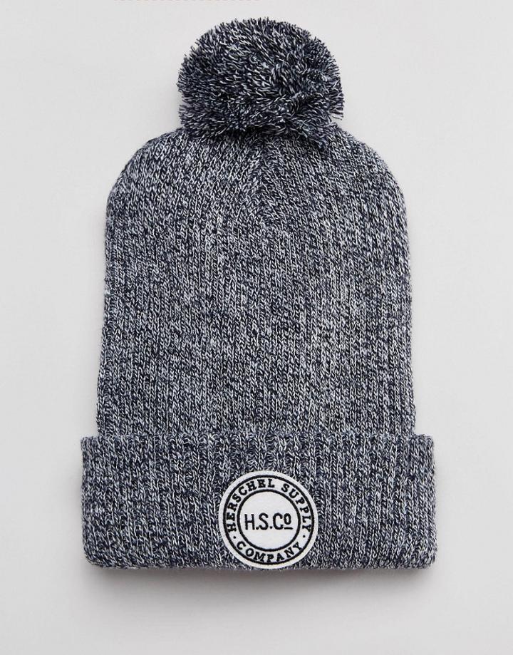 Herschel Supply Co Sepp Bobble Beanie In Navy Marl - Navy