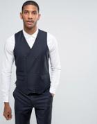 Asos Skinny Suit Vest In 100% Wool In Navy - Navy