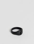 Icon Brand Cross Signet Ring In Matte Black - Black