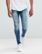 Yourturn Skinny Jeans In Blue With Distressing - Gray