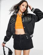 Weekday Kali Recycled Polyester Varsity Jacket In Black