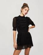 Miss Selfridge Mini Dress With Lace Detail In Black