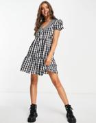 Influence Shirt Dress With Contrast Collar In Black Gingham