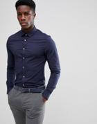 Asos Skinny Formal Work Shirt With Dobbie Texture - Navy