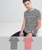 Asos Design Tall Stripe T-shirt 2 Pack Save - Multi