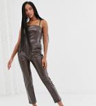 Wild Honey Cami Jumpsuit In Faux Leather
