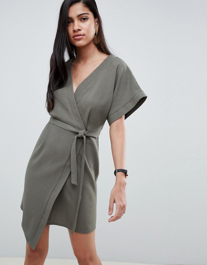 Asos Design Wrap Mini Dress - Green
