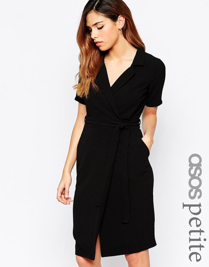 Asos Petite Belted Shirt Dress With Wrap Front - Mink