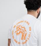 Asos Design Plus Longline T-shirt With Text And Snake Back Print - White