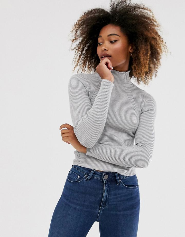 Stradivarius High Neck Sweater In Gray - Gray