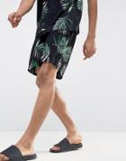 Asos Co-ord Slim Shorter Shorts With Leaf Print - Black
